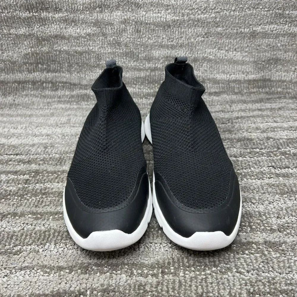 Spenco Yoga Stretch Shoes Women's 12B Black White Knit Comfort Slip On Sneakers